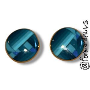 Bundle Sale 3 for $15 | Geometric Blue Earrings – Gold Tone Frame